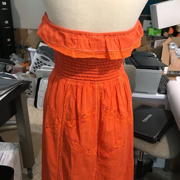 Women's Free People Orange Maxi Sundress NWT Size M - Picture 5 of 11